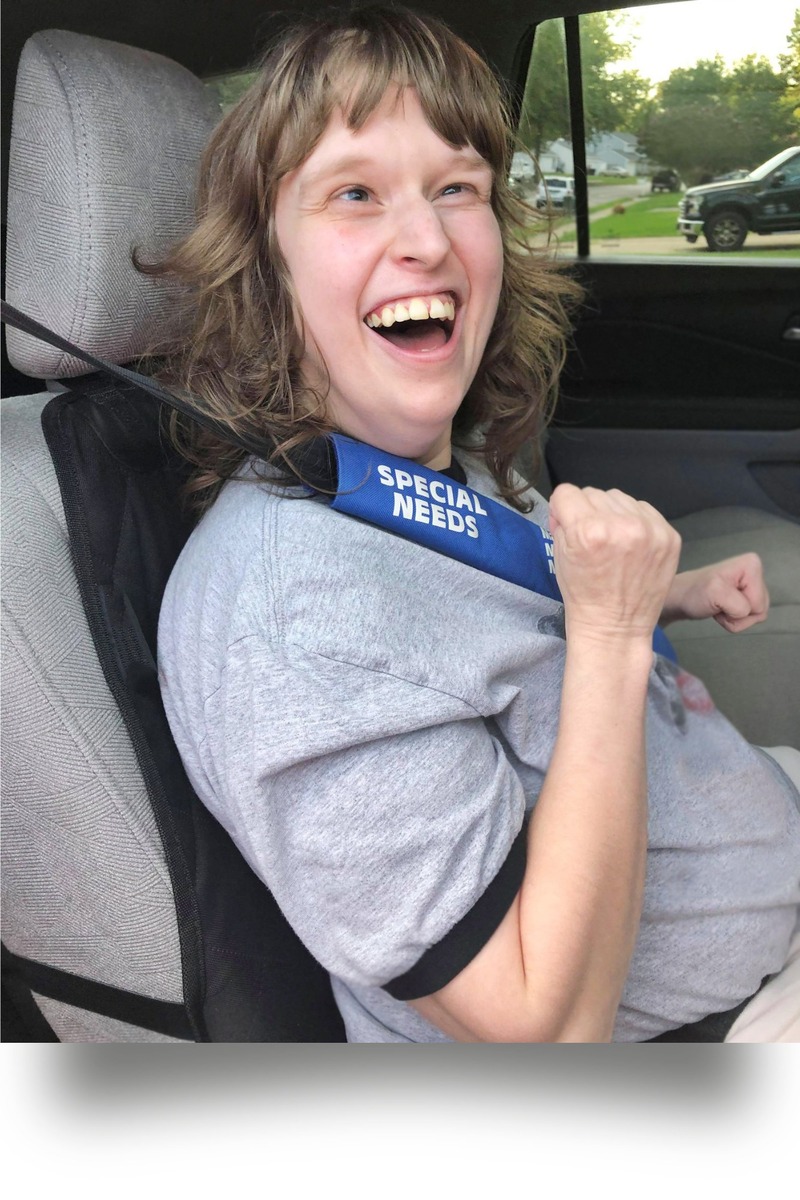 Young woman in car