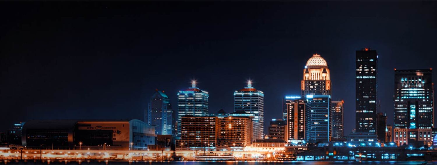 Louisville skyline at night