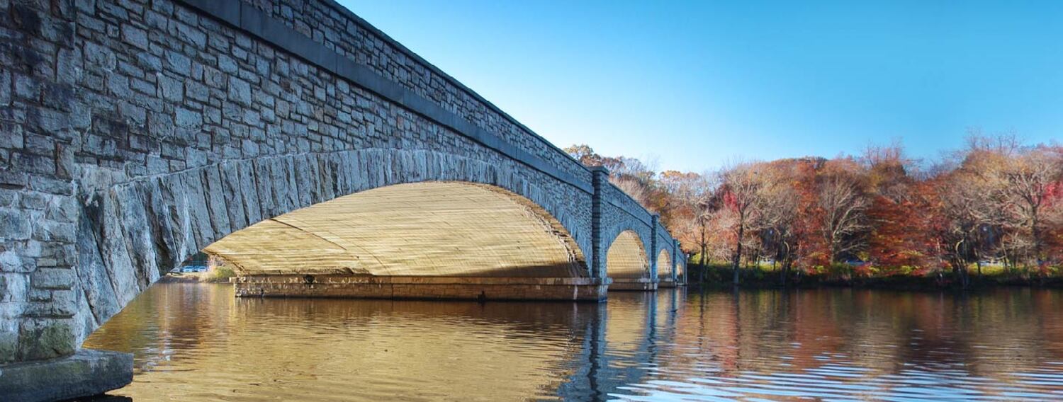 Stone bridge over a river in Princeton