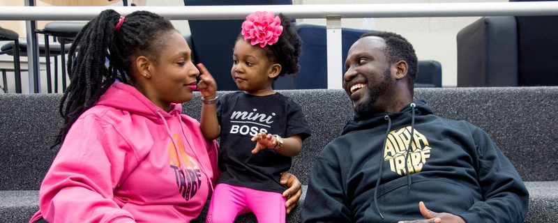 Young family smiling